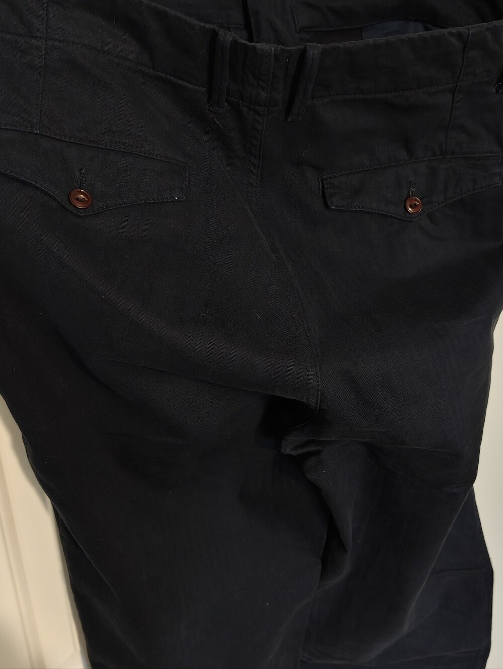 Tellason Ghurka Navy Herringbone Button-Front Trousers - Sz 36 - Picture 2 of 4